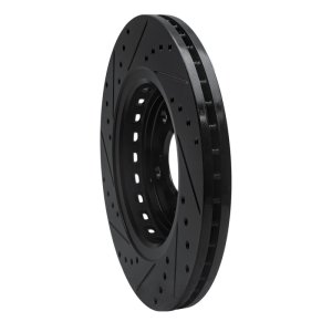 Acura MDX Brake Rotor (1) - Front Right - R1 Concepts - Drilled & Slotted - Black - `15-`25